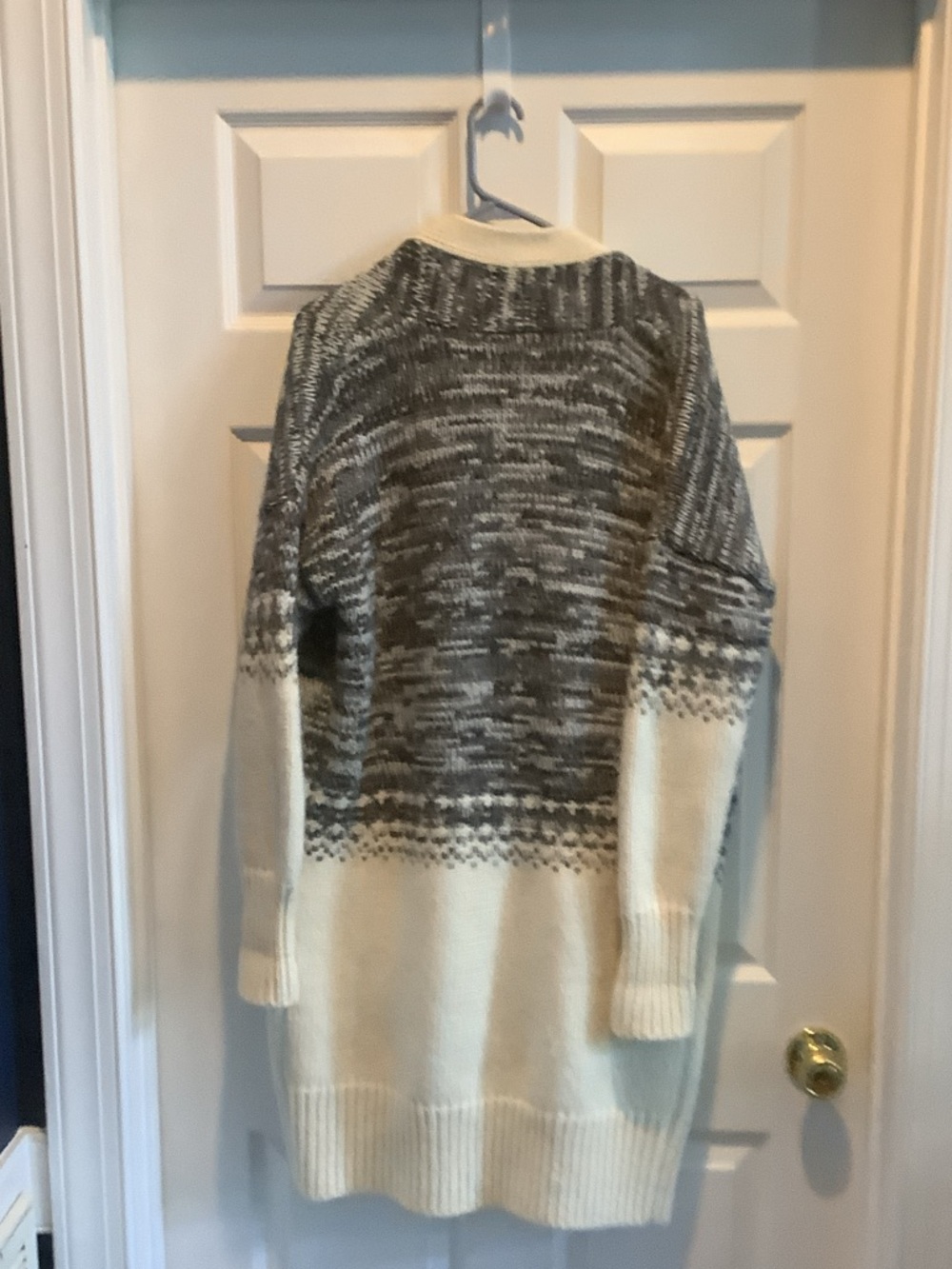 Banana‎ Republic Cream and Gray Open-Front Knit Cardigan, merino wool, alpaca - Picture 8 of 11